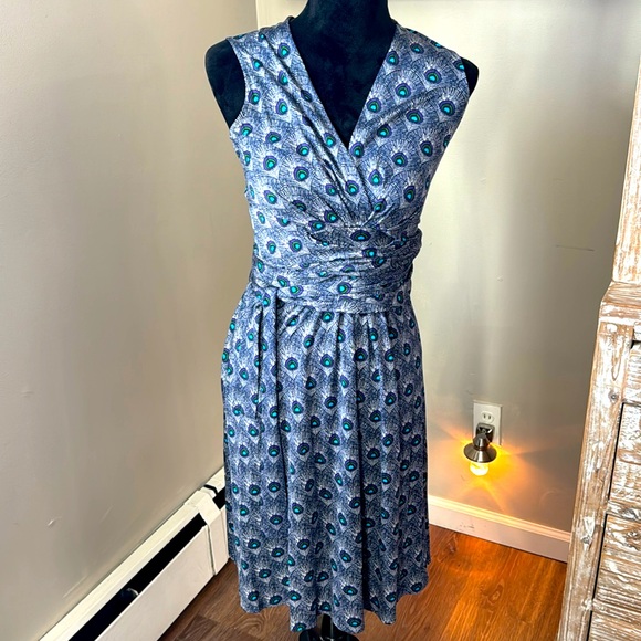 Tory Burch Theona Peacock Print Silk Wrap Dress - Picture 1 of 7